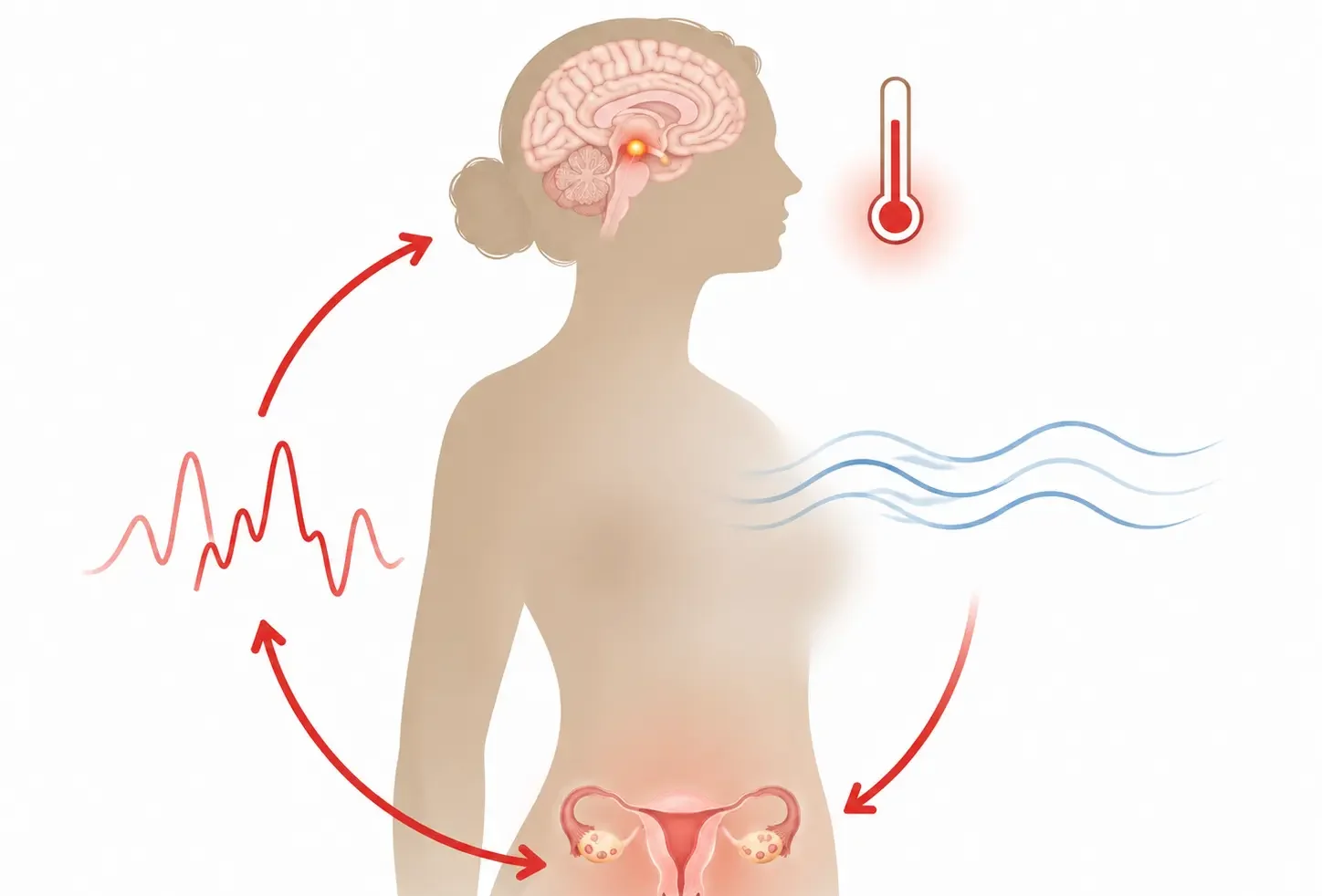 menopause hormonal changes affecting hot flashes and mood swings diagram